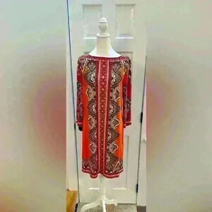 Eco dress size L, 3/4 sleeves, 37” length, 19” across the chest.